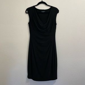 Lauren Ralph Lauren Black Cowl Neck Dress with Side Ruching Size 10